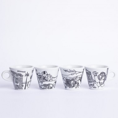 Set Tazzine caffè con piatto dipinti a mano ceramiche de simone Set Tazzine caffè con piatto dipinti a mano ceramiche de simone